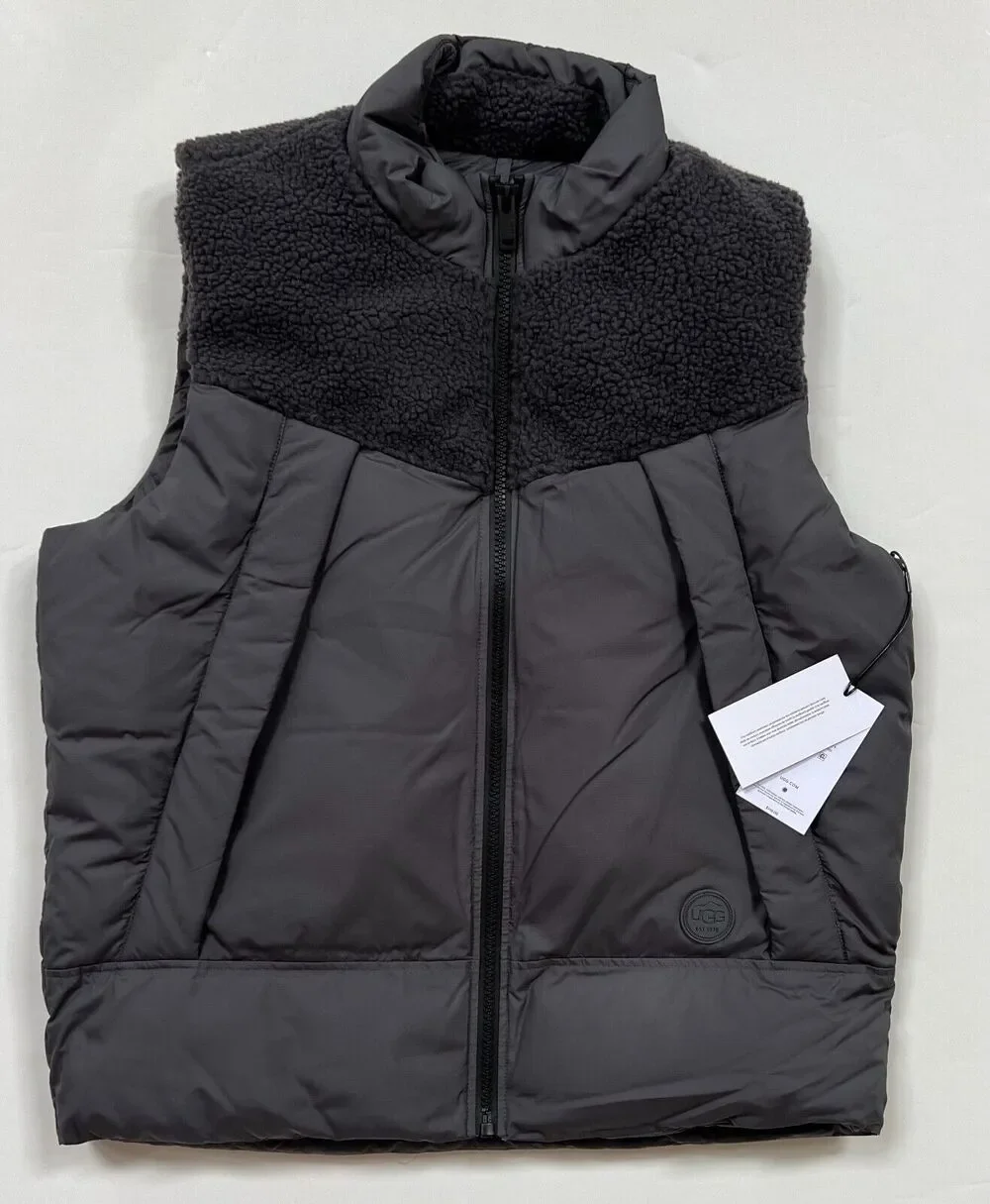 UGG Men's Zoltan Sherpa Puffer Vest Gray Size L NWT